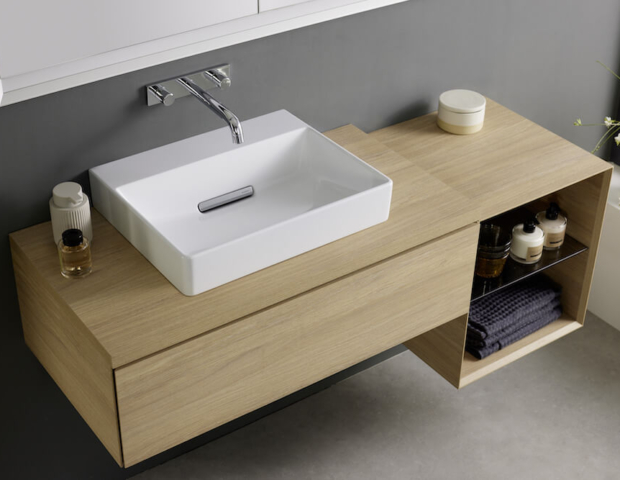 Geberit ONE Waschtisch: Modernes Design mit praktischer Ablagefläche. Ausgeführt für Ihr Bad in Wien & NÖ durch EMA. 